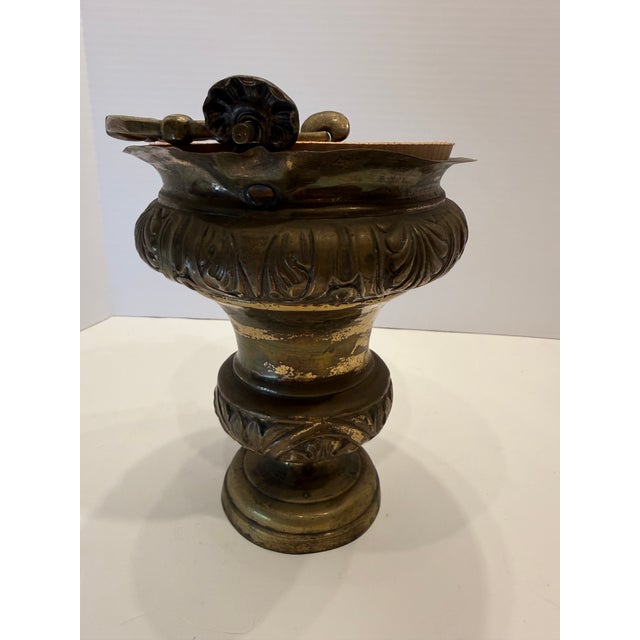 Beautifully preserved, heavy antique ecclistastical brass aspersorium, traditionally used for liturgical holy water bucket...