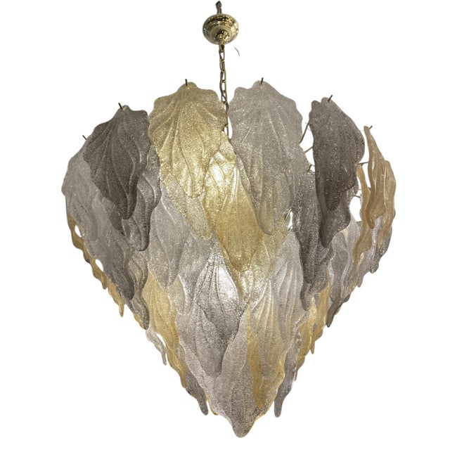 Tricolor Murano Glass 7-Tier Leaf Lamp, 1960s For Sale - Image 4 of 4