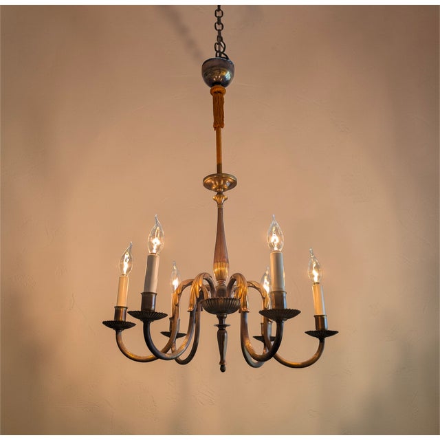 Large Vintage Six-Arm Chandelier by Paavo Tynell, 1930s For Sale - Image 9 of 14