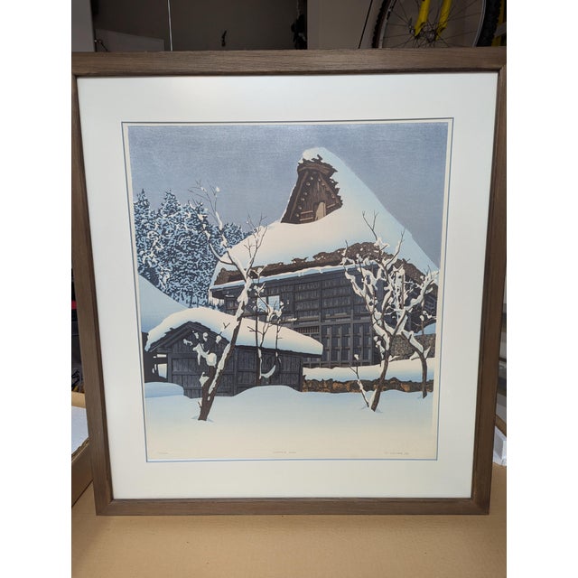 White Signed LTD Ed Ted Colyer Large Woodblock Print "Winter Hida" — 1978 For Sale - Image 8 of 12
