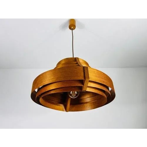 Mid-Century Modern Wooden Pendant Lamp by Hans-Agne Jakobsson, Sweden, 1960s For Sale - Image 6 of 13