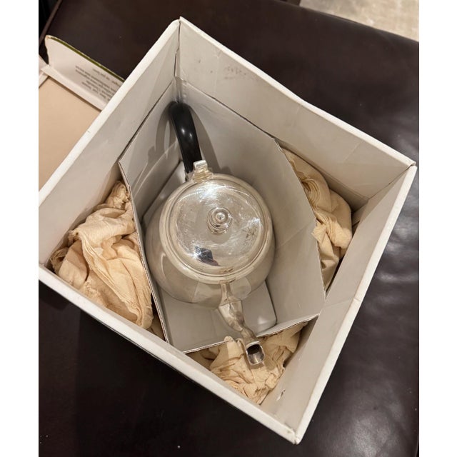 Mid 20th Century Christofle France Bagatelle Silverplate Teapot With Ebony Wooden Handle 6.25x8.5" For Sale - Image 9 of 11