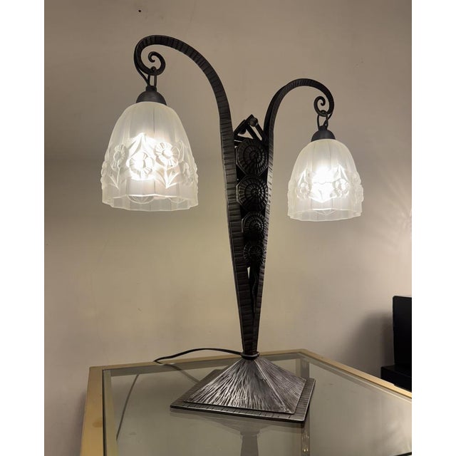 Large Art Deco Double Tulip Lamp by Paul Gilles, 1930s For Sale - Image 14 of 18