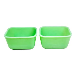 Vintage 1940’s Fireking Philbe Jadeite Refrigerator Bowls-A Pair For Sale