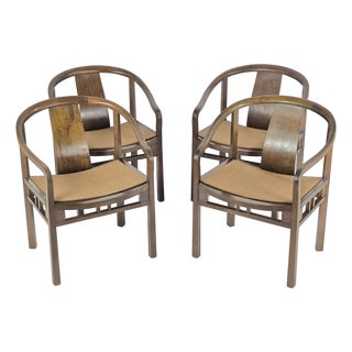 Michael Taylor for Baker Furniture MCM Asian-Style Dining/Club Chairs - Set of 4 For Sale
