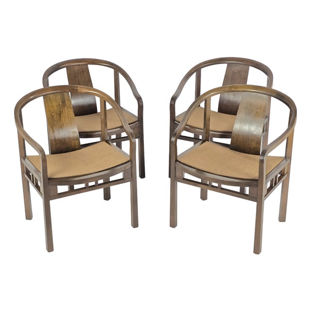 Michael Taylor for Baker Furniture MCM Asian-Style Dining/Club Chairs - Set of 4 For Sale