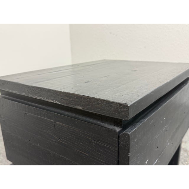 Wood West Elm Plank Wood Nightstand For Sale - Image 7 of 12