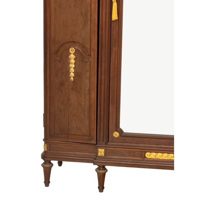 Louis XVI Style Ormolu Mounted Walnut Armoire For Sale - Image 4 of 10