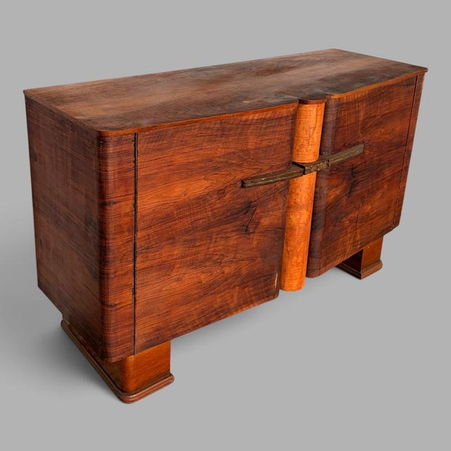 Wood Art Deco Walnut Sideboard with Bakelite Handles, 1930s For Sale - Image 7 of 12