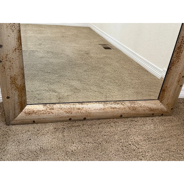 2010s Ethan Allen Spotted Silver Leaf Mirror For Sale - Image 5 of 13