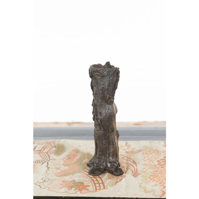 Small Vintage Lost Wax Cast Bronze Dryad Tree Nymph Candle Holder For Sale - Image 9 of 12