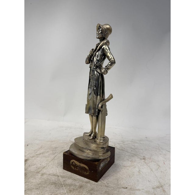 Metal Vintage Silver-Plated Woman Figurine, 1940s For Sale - Image 7 of 8