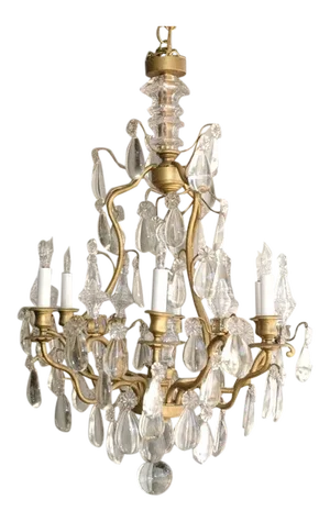 French 1940s Clear Tear Drop Chandelier by Maison Baguès