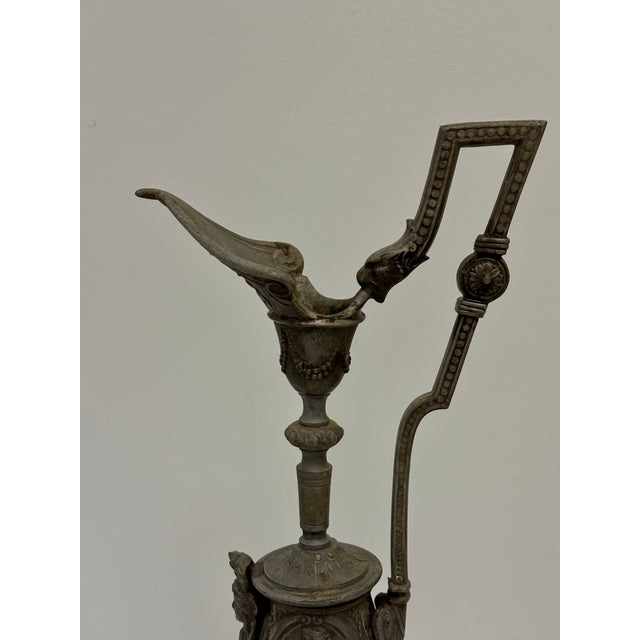 Art Nouveau Antique Victorian Neoclassical Metal Mantle Ewer For Sale - Image 3 of 10