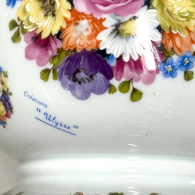 1950s Vintage Limoges Porcelain Floral Vase/Cachepot | Ouragan - Ulysse, Paris, Made in France For Sale - Image 5 of 6