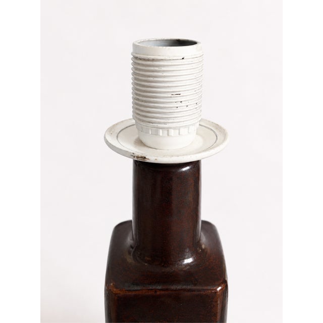 Beige Mid-Century Modern Danish Ceramic Table Lamp by Désirée Stentøj, 1970s For Sale - Image 8 of 10