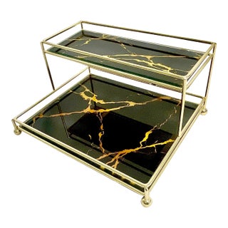 Mid-Century Art Deco Hollywood Regency 2-Tier Dresser Vanity Tray. For Sale