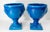 Mid-Century Italian Pair of Bright Turquoise Blue Garniture Urns For Sale - Image 4 of 9
