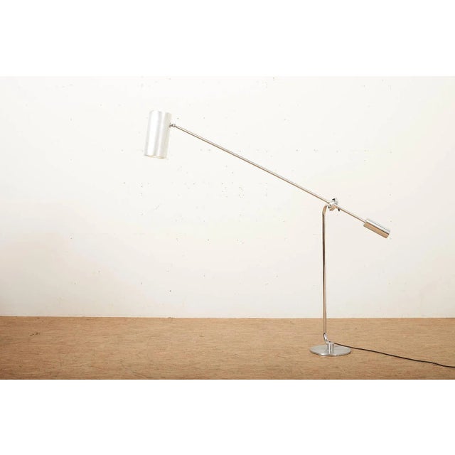 Counterbalance Floor Lamp in Chrome-Plated Metal with Aluminum Cylinder Shade For Sale - Image 6 of 11