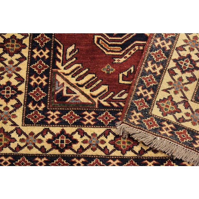 Beige Bohemian Super Kazak Red/Beige Wool Rug - 4'1'' X 6'0'' For Sale - Image 8 of 10