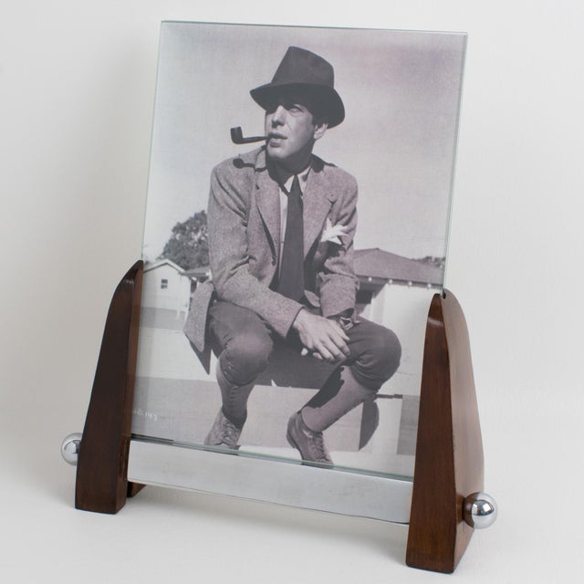 Art Deco Art Deco Machine Age Chrome and Wood Picture Frame For Sale - Image 3 of 8