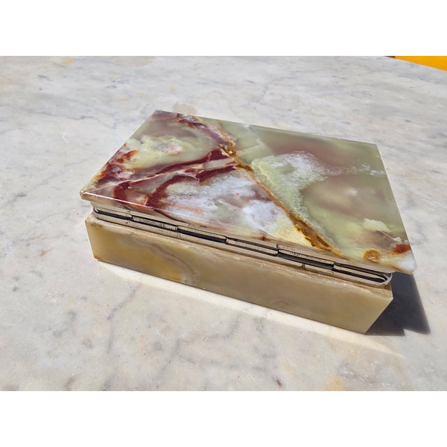 Gemstone Zebra Green Onyx Jewelry Box, Italy, 1950s For Sale - Image 7 of 9