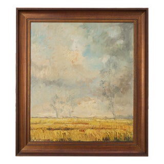 Belgian School, Wheat Field Landscape Painting, 1950s, Oil on Canvas, Framed For Sale