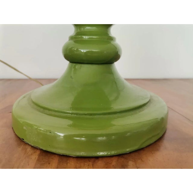 Large Mid-Century Italian Yellow & Green Wood and Glass Table Lamp For Sale - Image 10 of 18