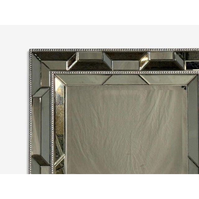 Wood French Art Deco Style, Large Wall Mirrors, Antiqued Glass, Silver Leaf Wood For Sale - Image 7 of 8