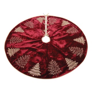Embroidered EverGreen Tree Skirt 48"D For Sale