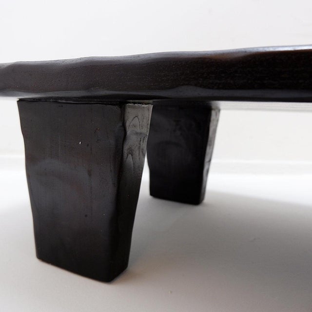 Black Large Coffee Table in Black Hammered Wood For Sale - Image 8 of 12
