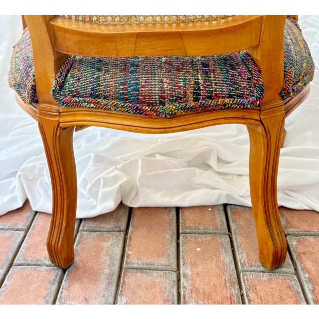 Late 20th Century French Provincial Louis XV Style Cane Back Arm Chair For Sale - Image 10 of 12
