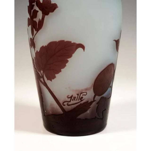 Glass Art Nouveau Style Cameo Vase with Annual Honesty Decor from Emile Gallé, France, 1920s For Sale - Image 7 of 9
