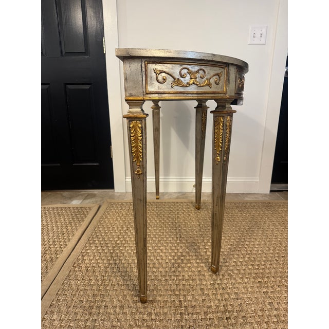 Maitland - Smith 1980s Pair of Maitland-Smith Demi-Lune Console Tables For Sale - Image 4 of 12
