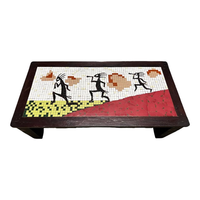 Early 20th Century Kokopelli Figurative Southwestern Mosaic Tile Coffee Table For Sale