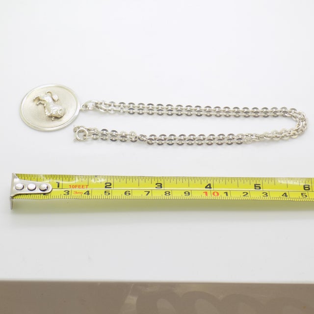 Vintage Italian Handmade Sterling Silver 925 Medallion and 835 Chain with Taurus Zodiac, Italy, 1970s For Sale - Image 11 of 12
