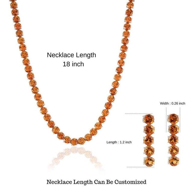 Bling Citrine Tennis Necklace & Bracelet Set in 925 Sterling Silver, 3 Pieces For Sale - Image 11 of 14