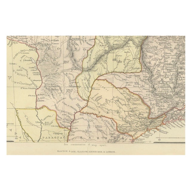 Map of Brazil with Historic Borders, River Systems and Coastal Regions, 1882 For Sale - Image 3 of 5