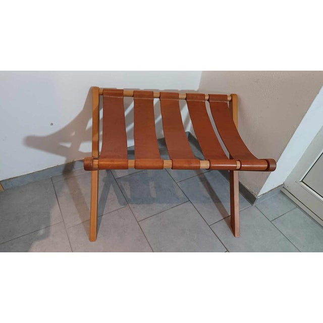 Stool in Leather and Wood, 1970s For Sale - Image 13 of 15