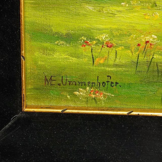 M. E. Ummenhofer, Farm Girl in a Flower Meadow, 1890s, Oil on Canvas, Framed For Sale - Image 6 of 9