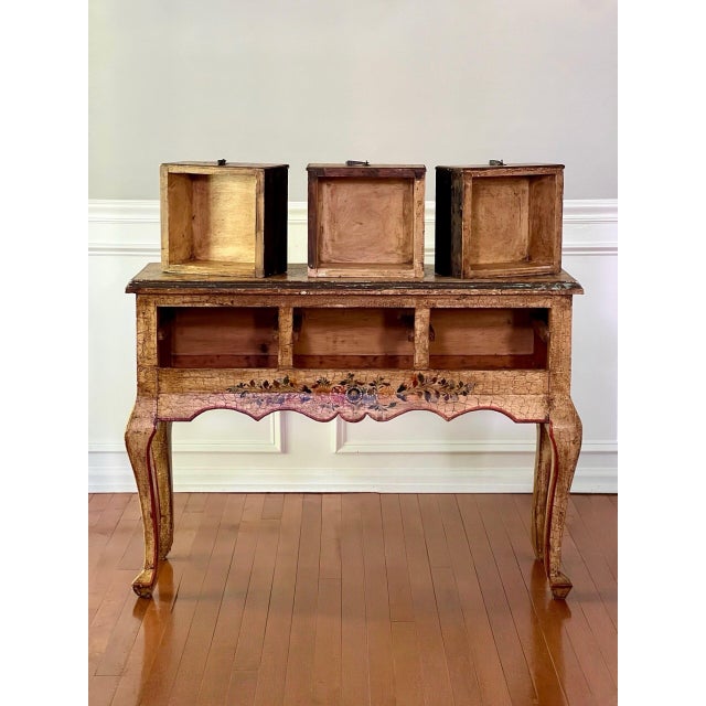Antique Hand-Painted Console Table/Server, Pennsylvania Dutch Style, C. 1900 For Sale - Image 15 of 17