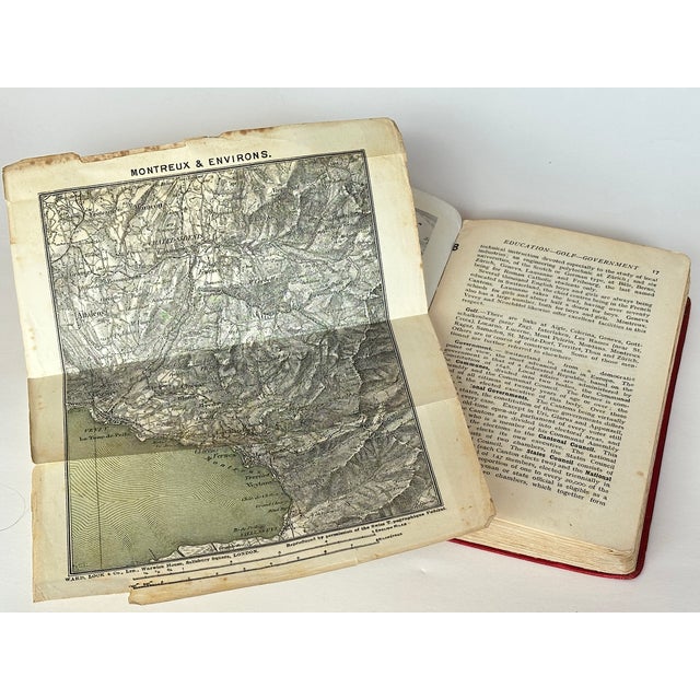 1910s Antique Switzerland Travel Guide Book With Vintage Maps For Sale - Image 5 of 12