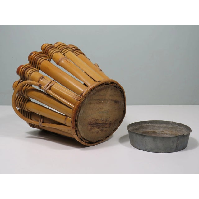 Wood French Bamboo Cache Pot, 1950s For Sale - Image 7 of 9