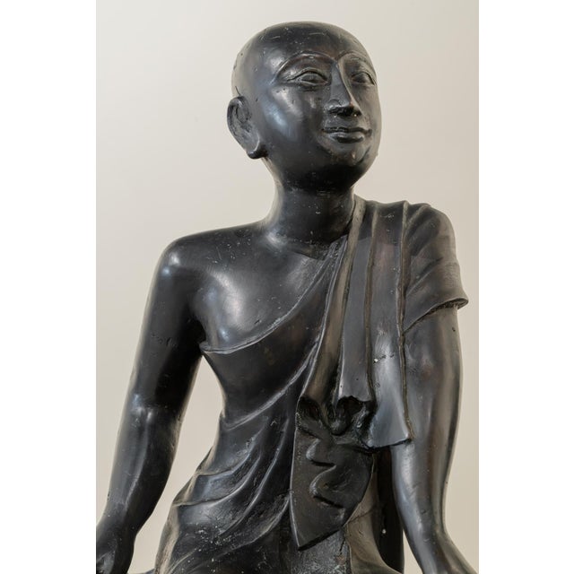 Black Unknown, Thai Monks, 1800s, Bronze and Terracotta, Set of 2 For Sale - Image 8 of 9