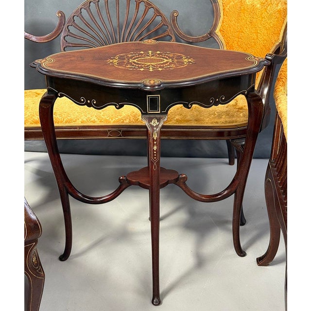 Antique French Seating Set with Table, 1855, Set of 4 For Sale - Image 6 of 18