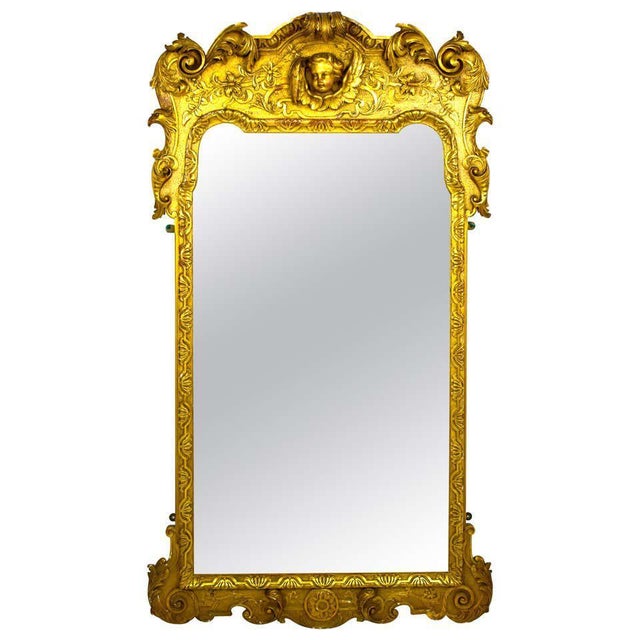 French Carved and Gilded Wood Wall Mirror with Cherub & Acanthus Design For Sale - Image 6 of 6