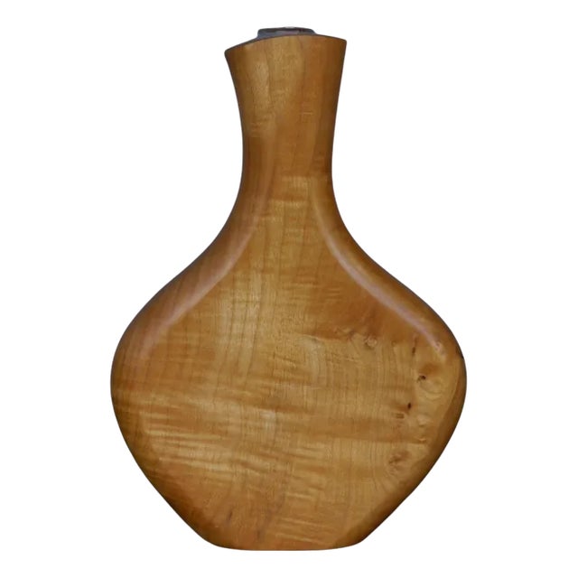 Maple Wood and Glass Sculptural Vase, 1980s For Sale