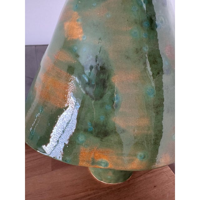 Green Ceramic Table Lamp: Minimalistis Contemporary Lamp, Bedside Lighting, Pottery Table Lamp For Sale - Image 4 of 8