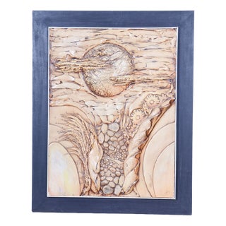 Mid-Century Hanging Ceramic Relief, Czech, 1980s For Sale