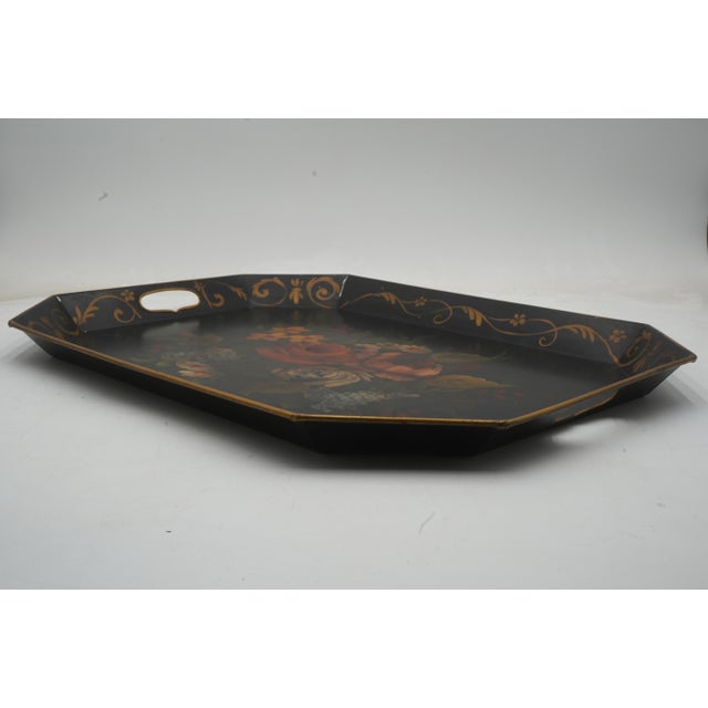 Age: Approx: 40 Years Old Details: High Quality Construction Metal Toleware Tray Hand Painted Details Un-Marked As To...
